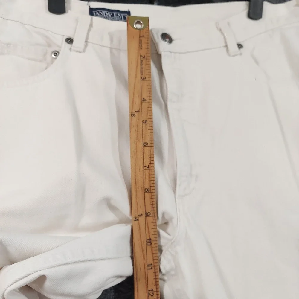 Vintage Lands' End Jeans Mens Fits 34x30 White Square Rigger Denim 5 Pocket USA